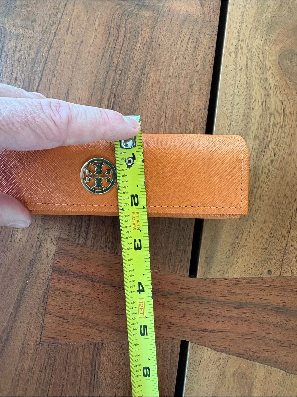 Tory Burch Orange Textured Eye Glass case